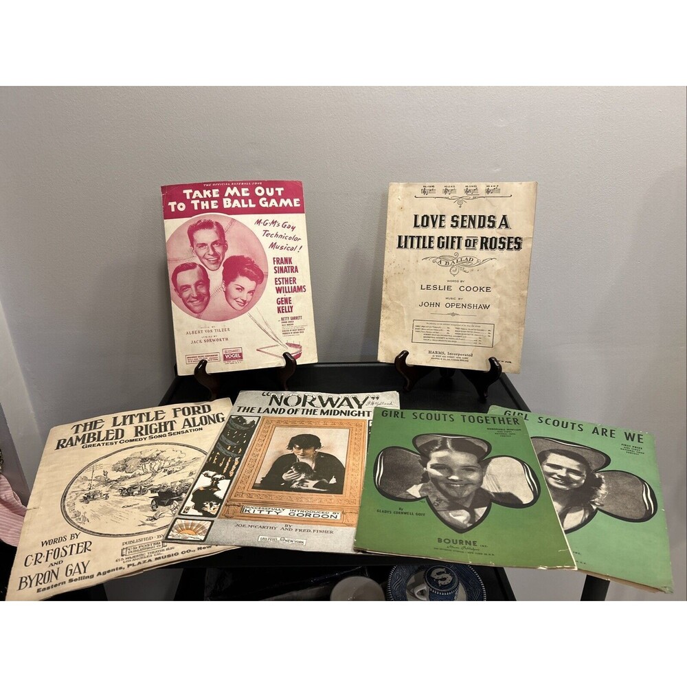 Vintage Sheet Music Lot Ball Game Love Roses Girl Scouts Ford Rambled Along